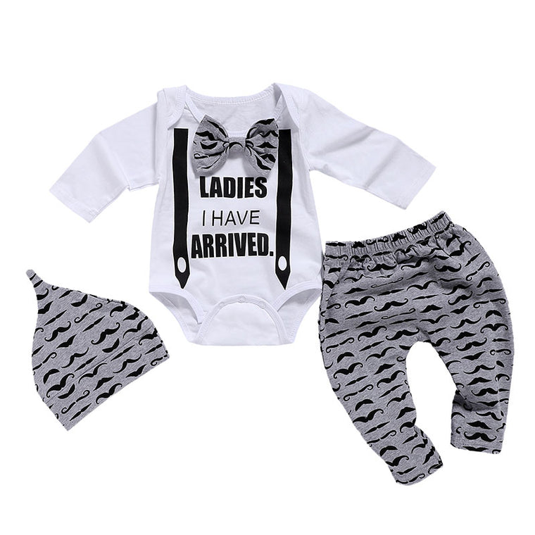 Baby Boys clothes Set 3Pcs Bow Tie