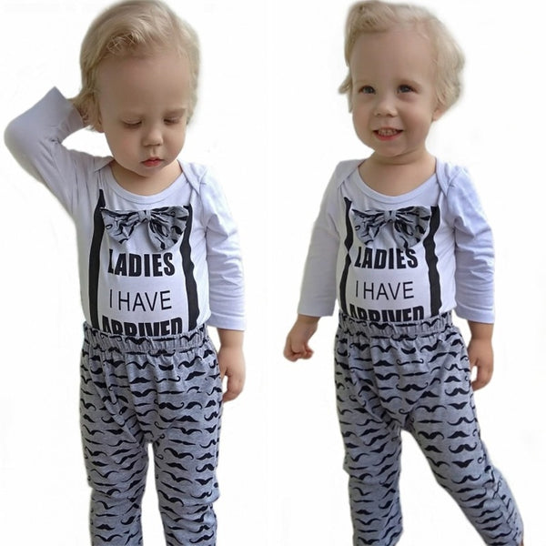 Baby Boys clothes Set 3Pcs Bow Tie