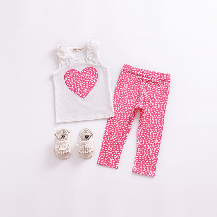 Kids Sleeveless Top T-Shirt + Fully Printed Heart